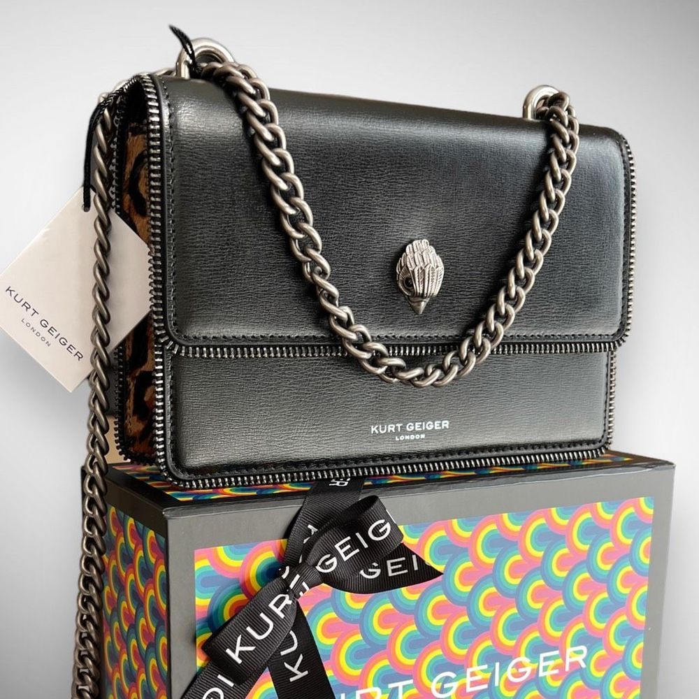 NWT Kurt Geiger London Shoreditch Small Leather & Genuine Calf Hair Shoulder Bag - Picture 1 of 17